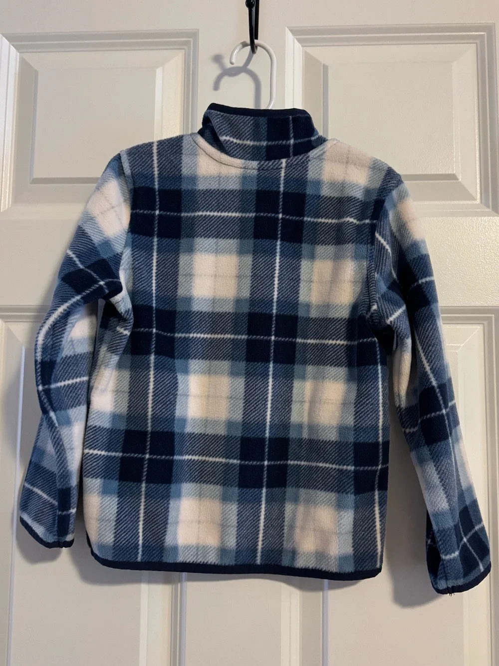 Gymboree Long Sleeve Fleece Half-Zip Pullover, blue & white plaid, 4T